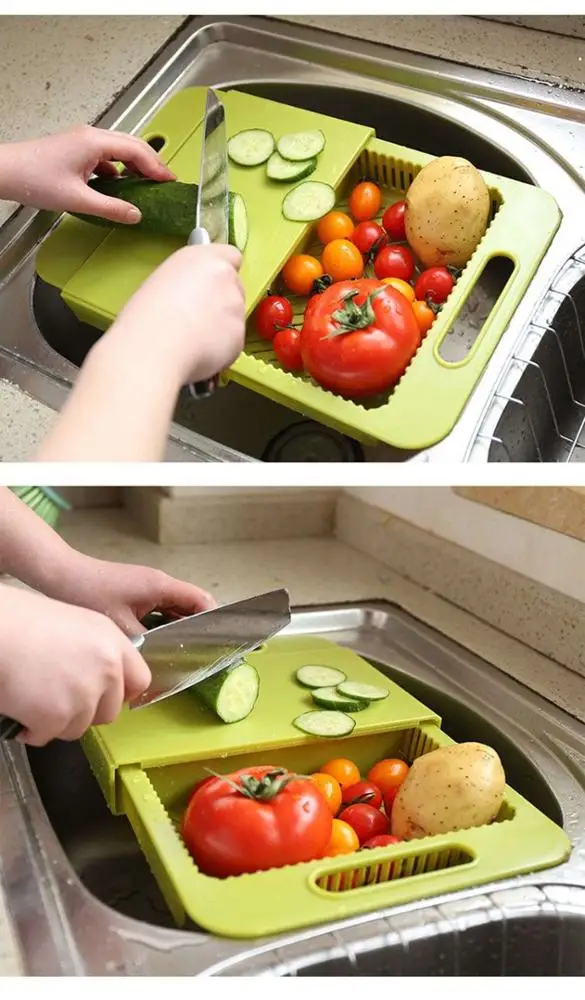 Cutting Kitchen Board With Chopping Block Draining Board Dishes To Wash Cut With The Drain Basket Creative 2 in 1 Drawer KC1110