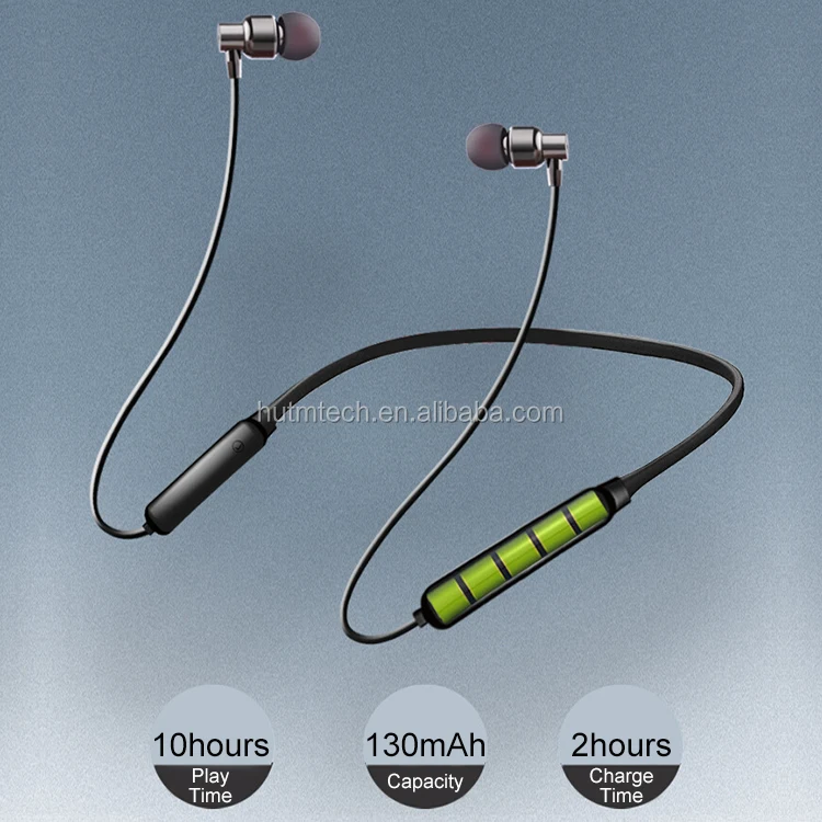 130mAh Sport Bluetooth Neckband Earphones Stereo Metal Wireless Earphone With Microphone - ANKUX.COM