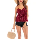 Sweet fitness wave point falbala ruffles V neck halter chiffon beach women top