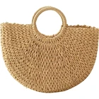 Extra large hand made gift cute storage half round beach ladies straw tote hand bags for women