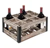 metal and wood crate 12 bottle tabletop wine rack