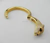 cool design micro pave cz leopard head 18k solid gold bangles