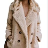 New Arrivals Autumn Winter Fashion Women Plus Size Warm Turndown Collar Long Sleeve Buttons Pockets Faux Fur Fleece Coat
