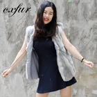 CX-G-B-91B Natural Grey Winter Waistcoat Knit Rabbit Fur Vest