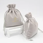 High Level Custom Logo printed Gift Packing Bag Drawstring Velvet pouches for jewellery