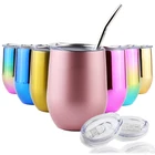 Rose gold stainless steel 304 wine glasses stemless wine tumbler double walls beer mugs 12OZ