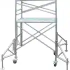 Aluminum scaffolding 2 units one with caster wheels and the other without caster wheels.