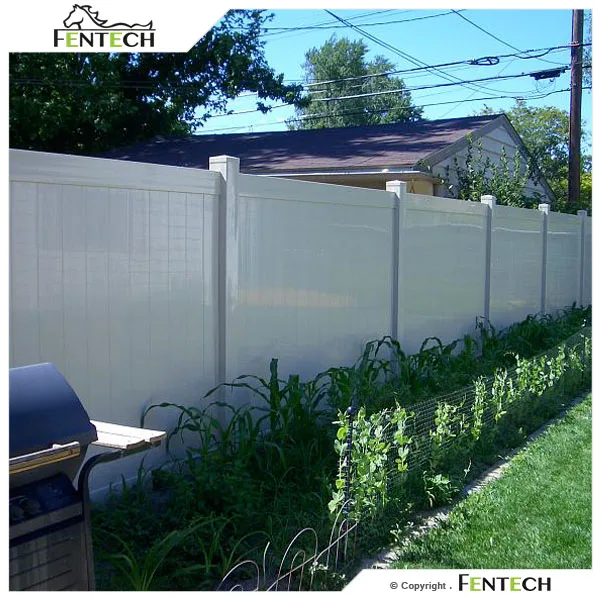 white flat-top privacy vinyl yard fencing plastic garden fence