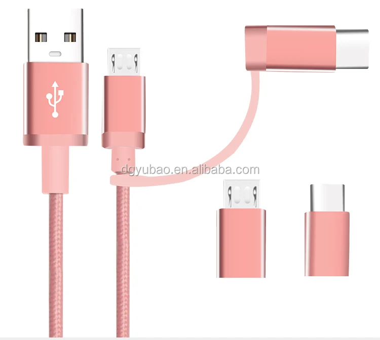2-in-1 Nylon braided cable Type C and Micro USB data cable for mobile phone - ANKUX.COM