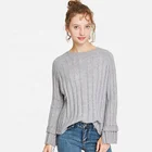 Wholesale Fashion Women Plain Long Sleeve Acrylic Cotton Sweaters