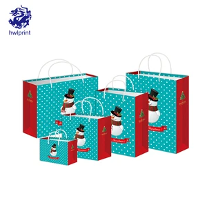 christmas festival design handles gift snowman kraft paper bag