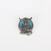 Delicate owl shaped design snap button blue cat eye stone snap button charm