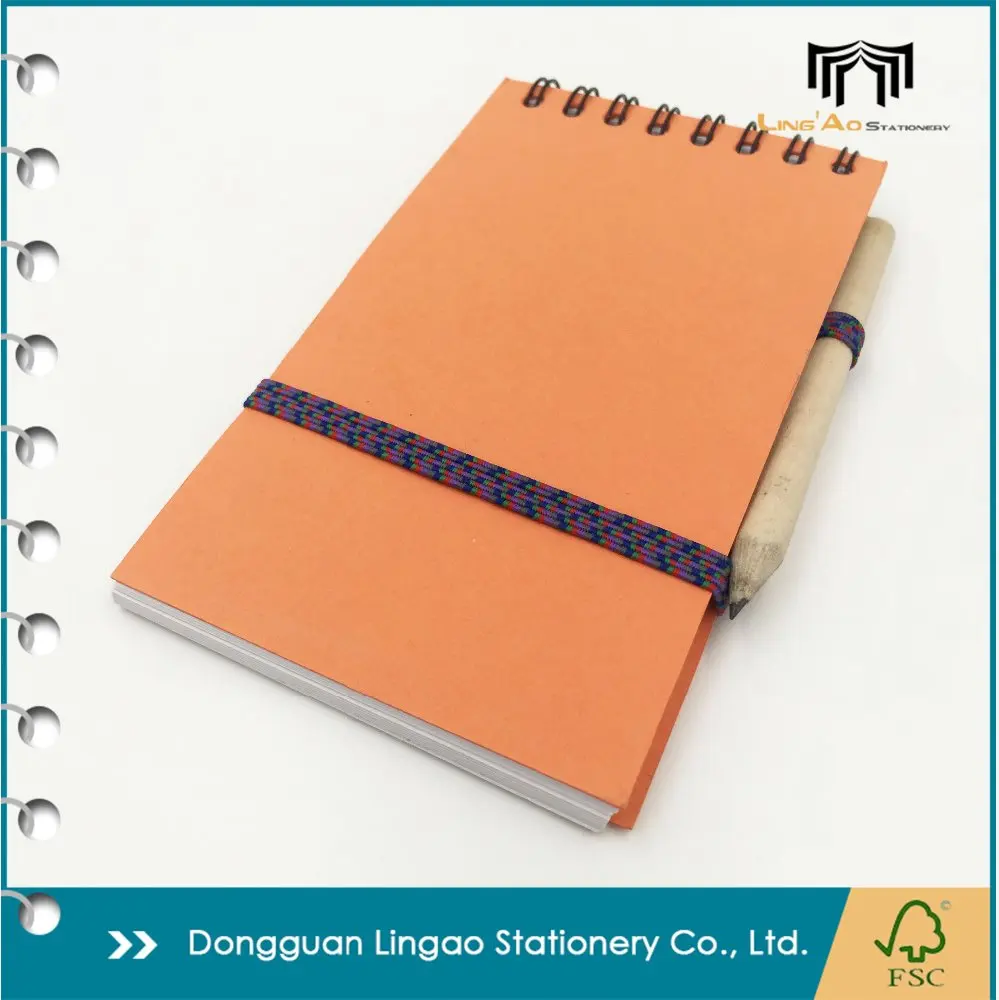 custom size and logo on silk board cover notebook with pencil