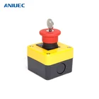 ANIUEC XAL series waterproof mushroom head emergency stop push button switch control station box with key