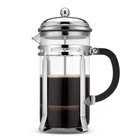 LFGB FDA Heat Resistant Stainless Steel Borosilicate Glass French Coffee Maker Plunger Press