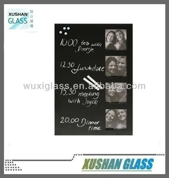 Black glass dry erase board 30 cm x 40 cm with marker pen, glass whiteboard