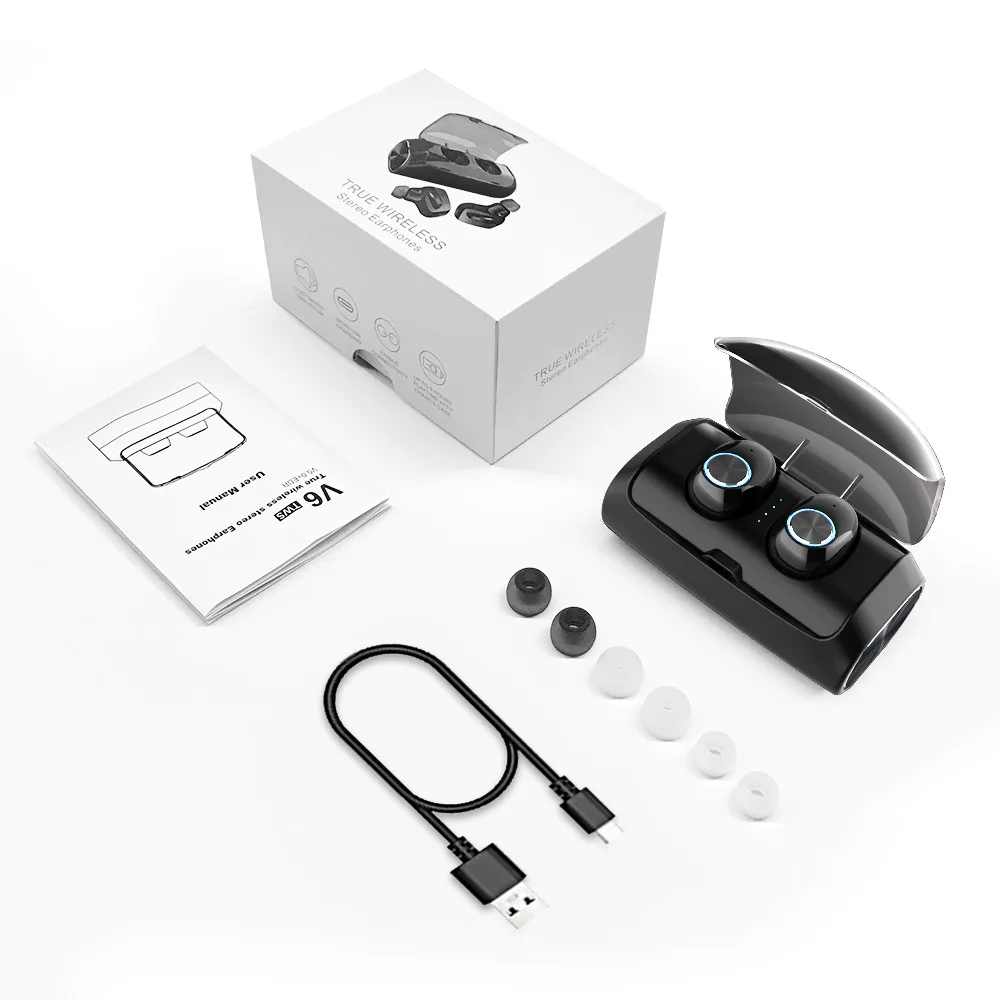 2019 New Arrival V6 Bluetooth Earphone with Charging Case for iPhone - ANKUX.COM