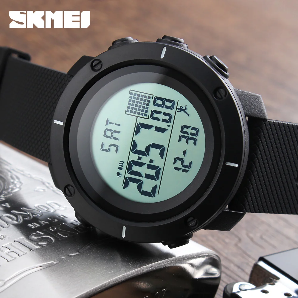 Jam tangan chronograph big dial pedometer skmei watch for men