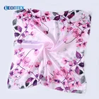 Silk feel square purple floral bandana hair scarf kerchief