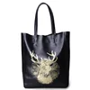 High quality pebble leather leather tote bag with full print logo