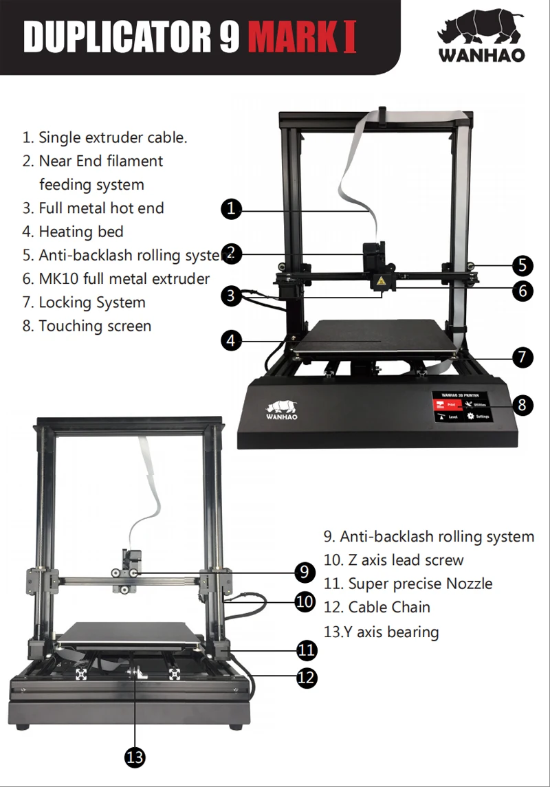 300*300*400 Duplicator 9 FDM Desktop 3D Printing / Large format 3D Printer / high end accuracy / Factory direct sale and supprt
