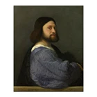 Antique Reproduction classical male Canvas A Man a Quilted Sleeve Titian famous paintings with frame