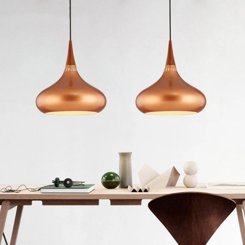 Copper Nordic Pendant Lights Aluminum Wood Hanging Drop Lamp Restaurant Kitchen Light Suspension Luminaire Home White Black Christmas Home Lights Pendant Lamp (2)
