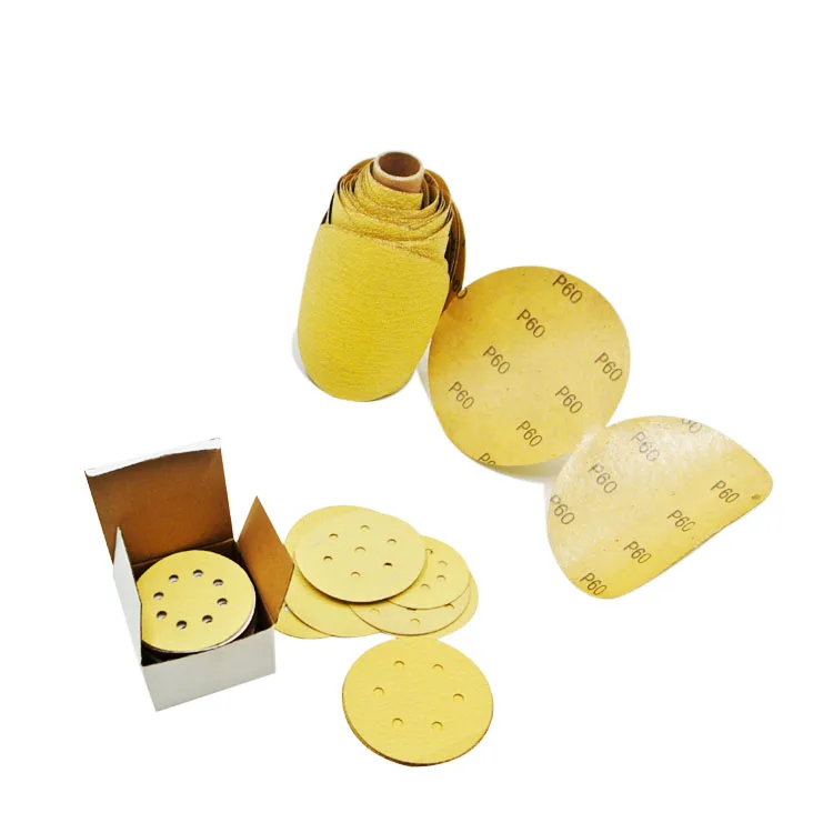 100 Pack 100 Grit 5 Inch Discs On a Roll PSA Gold Sticky Back DA Sanding Paper