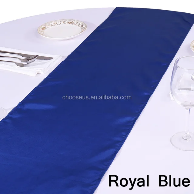 royal blue,deep blue royal blue satin table runner for hotel round table decoration