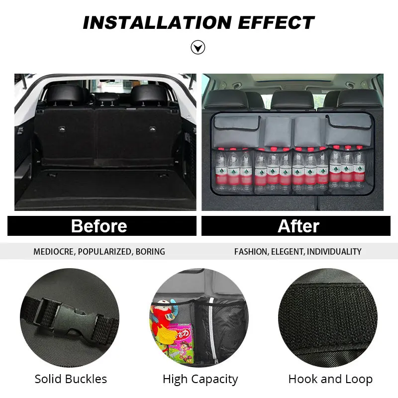02 Car Trunk Organizer Bag Back Seat SUV Foldable Auto Storage Stowing Tidying Trash Automobile Pouch Box In The Car On Accessories
