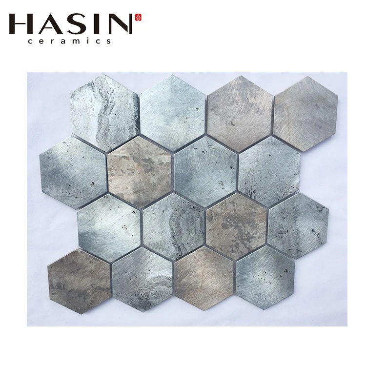 Hexagon aluminium metal mosaic for interior decorative wall tiles