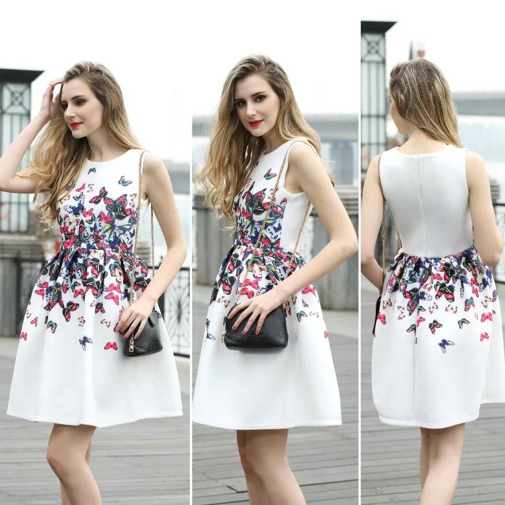 Butterfly Printed Woman Casual Dress 