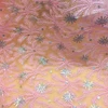 Pink Silver Shining Sequins Mesh Tulle Fabric for Party Dress