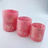 Linlang Shanghai Embossed Reindeer Glass Candle Holder Candle Jars Colored Glass Candle Containers
