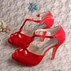 Wedopus Women Red Lace Wedding Hot Shoes
