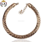 NLX-00310 Vintage Punk Choker Necklace Kundan Gold Plated Choker Collar Necklace