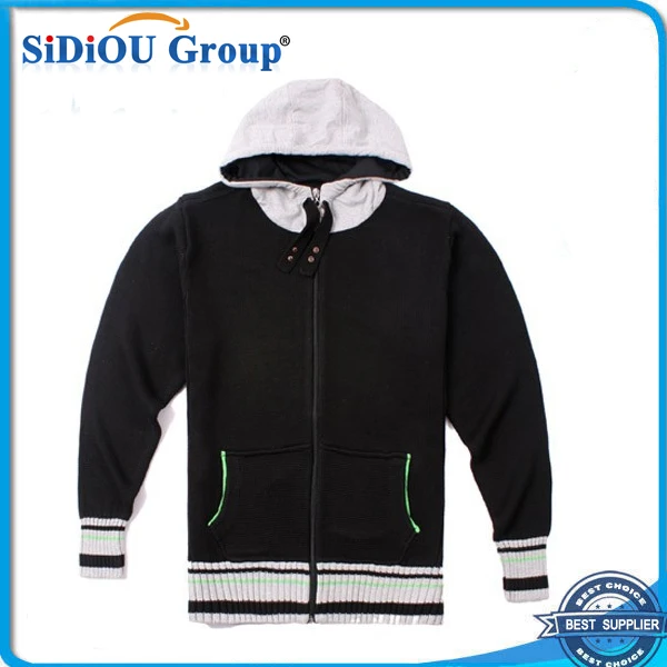 zipper thick knitted wholesale hoodie sweater cardigan