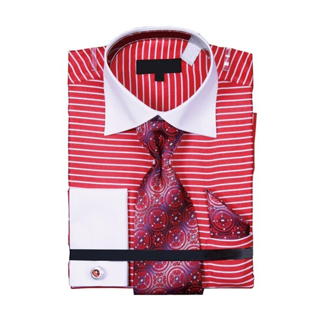 white dress shirt with red stripes