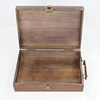 Retro style large rectangle brown color leather handles suitcase wooden box packaging gift