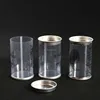 PET PVC material round plastic tin tube with tinplate end caps for make up powder puff in stock