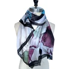 floral print colorful thin silk scarf Travel vacation style women Scarf