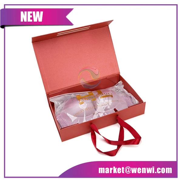 underwear folding design gift bra packaging box with ribbon