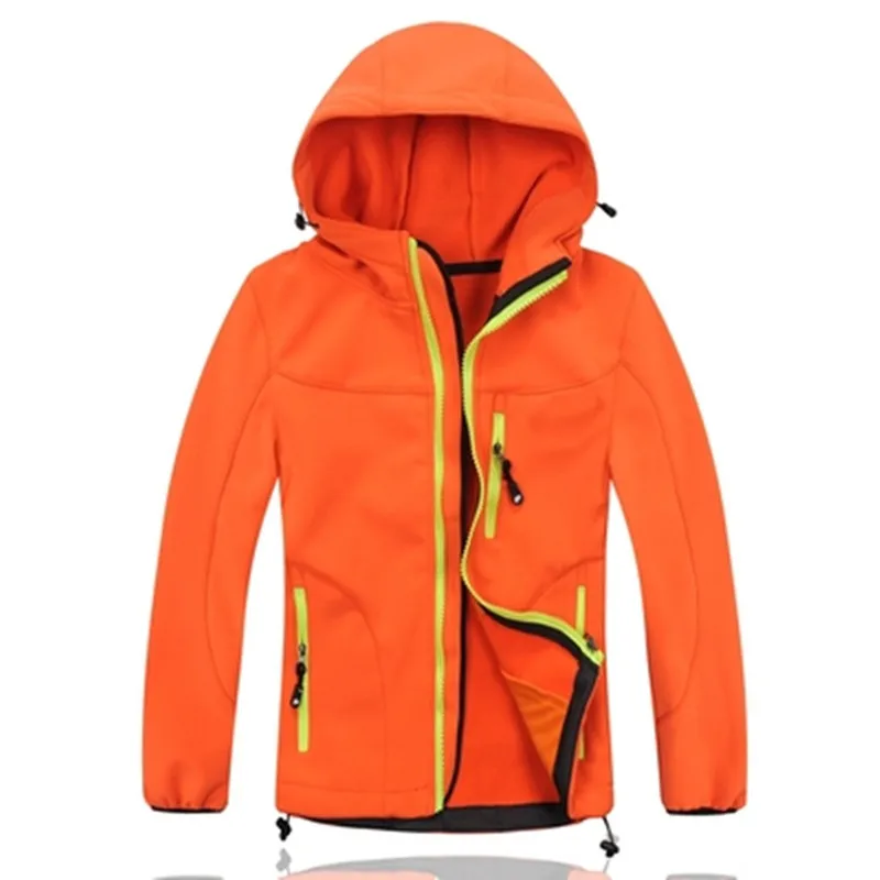 Free Shipping Child outdoor soft shell clothing male female child thermal windproof water cardigan velvet outerwear