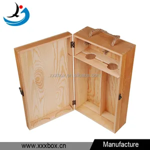 wholesale unfinished wood pine wine gift box wooden box