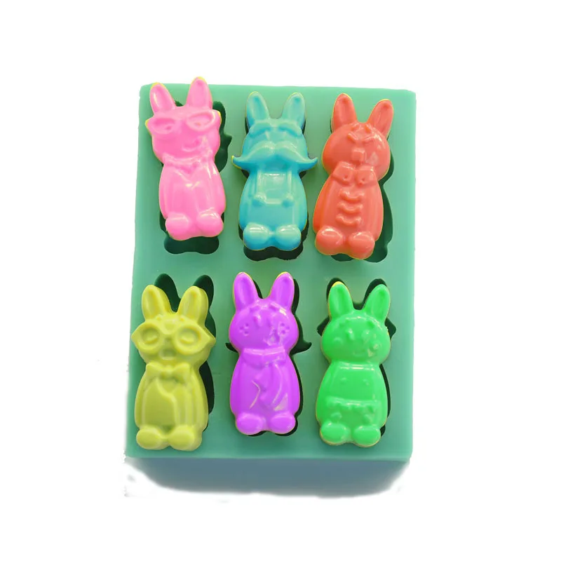 Six Rabbit Design Silicone Soap Cake Mold Cake DecoratingTools Candy Chocolate Silicone Mold Mould