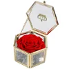 Upscale Handmade Preserved Never Withered Immortal Flower Rose in Hexagonal Metal box