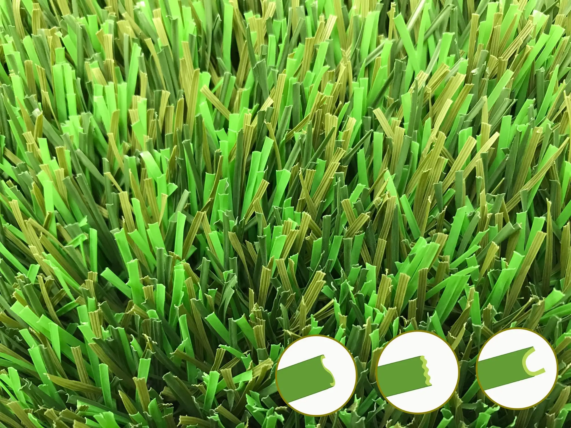 three color swu shape fake grass football artificial grass for