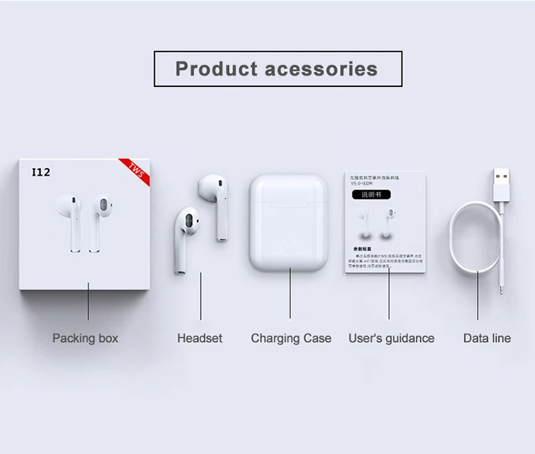 TWS-i12 earphones binaural call wireless stereo with charging box headphones sports earplugs - ANKUX.COM