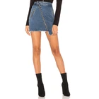 New Fashion Wholesale Zipper Front Women Denim Jean Skirt