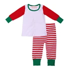 Cotton knit children clothing striped pajama baby kids pjs set wholesale toddler Christmas pajamas